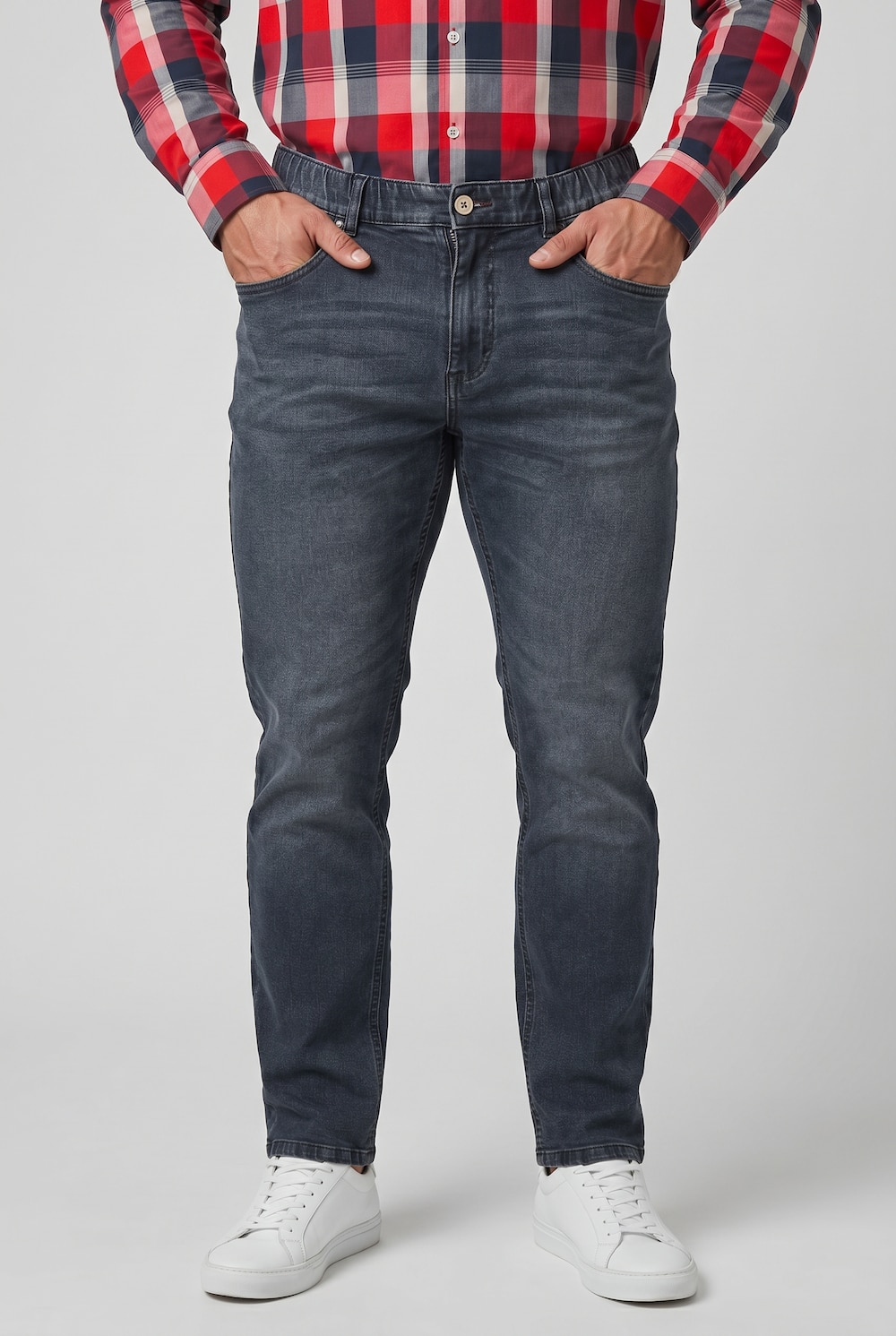 Jeans Bauchfit, Regular Fit, 5-Pocket, Elastikbund, bis 72