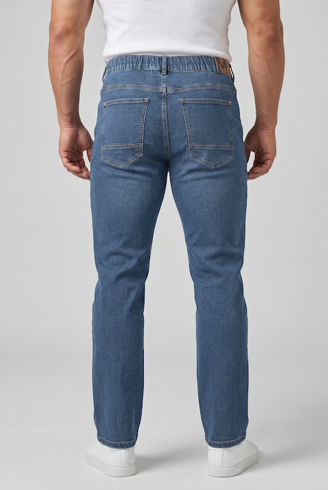 Jean ventre confort, coupe classique, 5 poches, taille élastique, jusqu'au 72