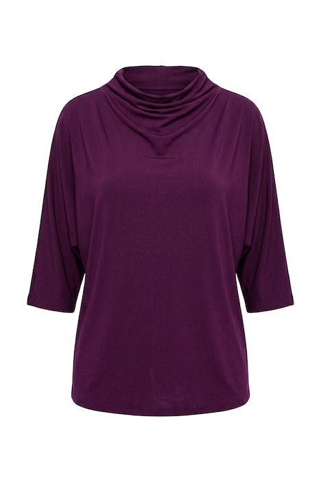 Jersey-Pullover, Zierfalten, Stehkragen, Halbarm