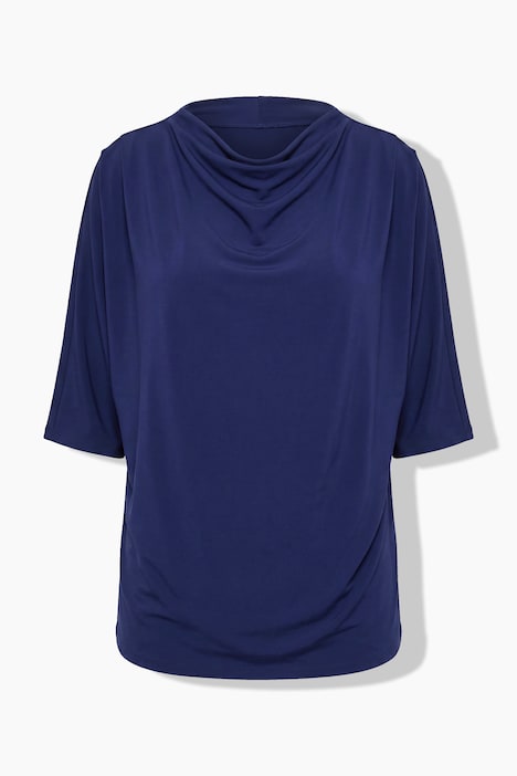 Jersey-Pullover, Zierfalten, Stehkragen, Halbarm