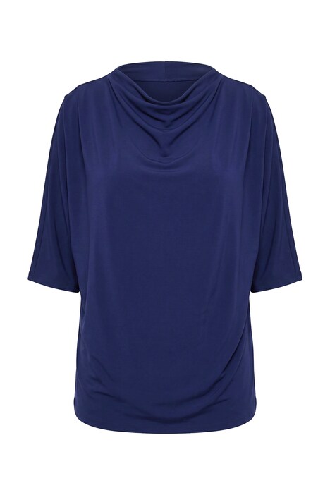 Jersey-Pullover, Zierfalten, Stehkragen, Halbarm