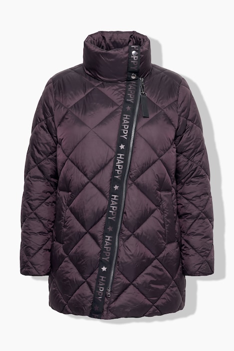 Long-Steppjacke, Komfort Fit, HAPPY Schriftzug