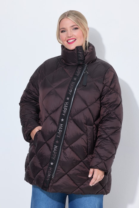Long-Steppjacke, Komfort Fit, HAPPY Schriftzug