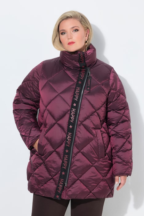 Long-Steppjacke, Komfort Fit, HAPPY Schriftzug