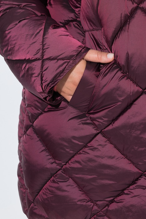 Long-Steppjacke, Komfort Fit, HAPPY Schriftzug