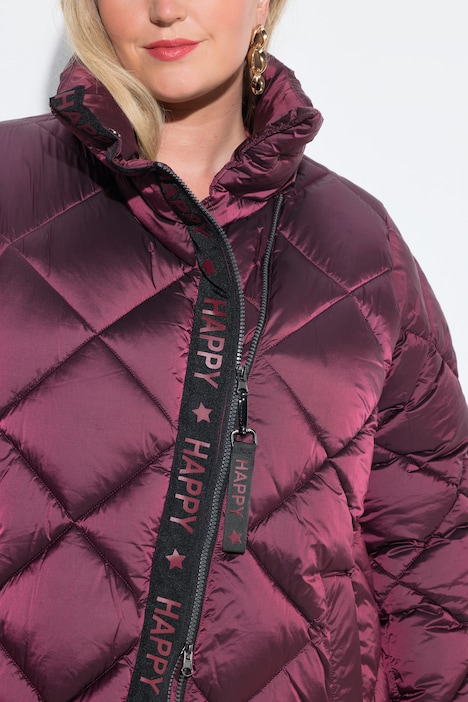 Long-Steppjacke, Komfort Fit, HAPPY Schriftzug