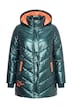 Long-Steppjacke, Komfort Fit, Kapuze, farbiges Futter