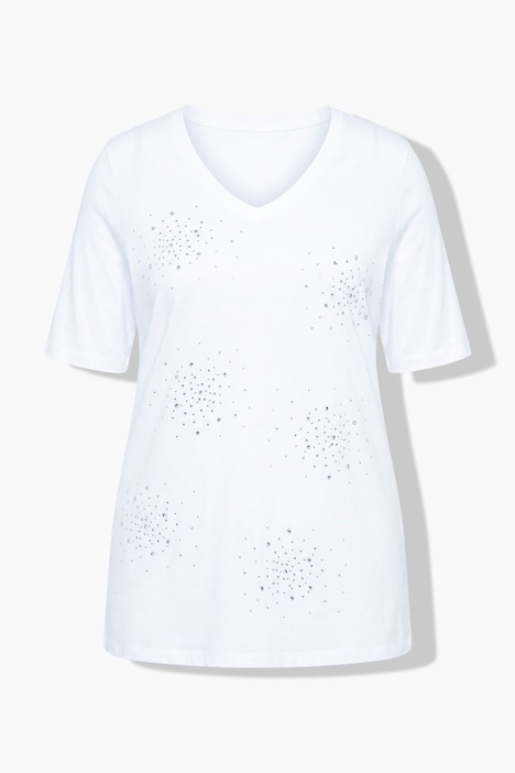 T-shirt, A-lijn, glittersteentjes, korte mouw