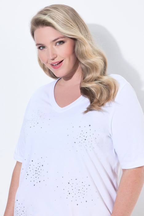 T-shirt, A-lijn, glittersteentjes, korte mouw