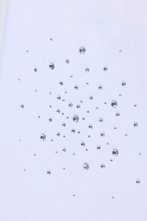 T-shirt, A-lijn, glittersteentjes, korte mouw