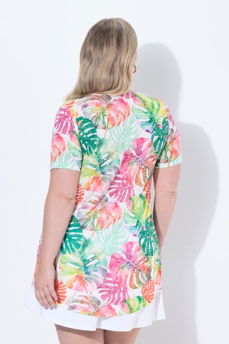 Rainbow Monstera Short Sleeve V-Neck Tee