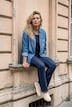 Denim Long Sleeve Button-Down Blouse