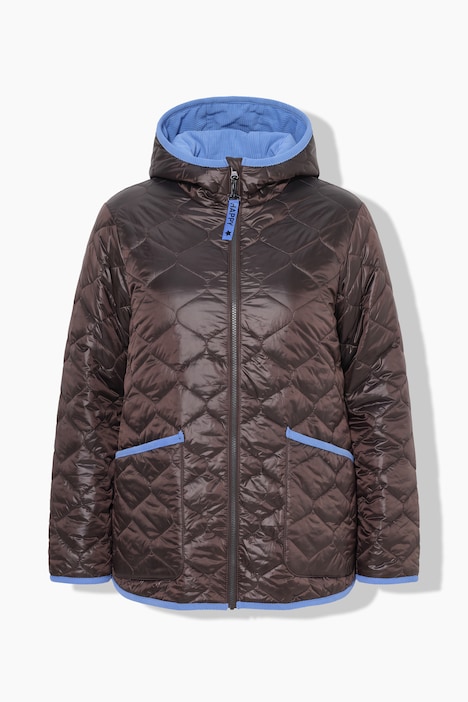 Steppjacke, Cord-Einfassungen, Kapuze