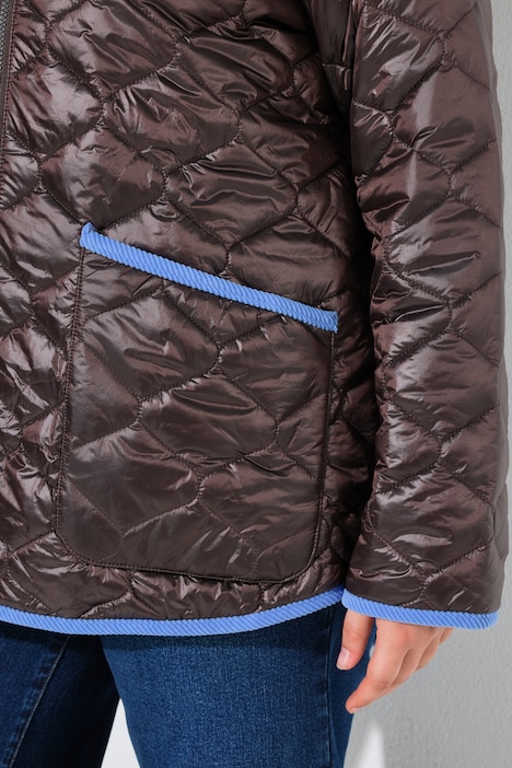 Steppjacke, Cord-Einfassungen, Kapuze