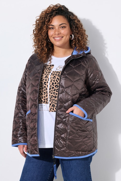 Steppjacke, Cord-Einfassungen, Kapuze