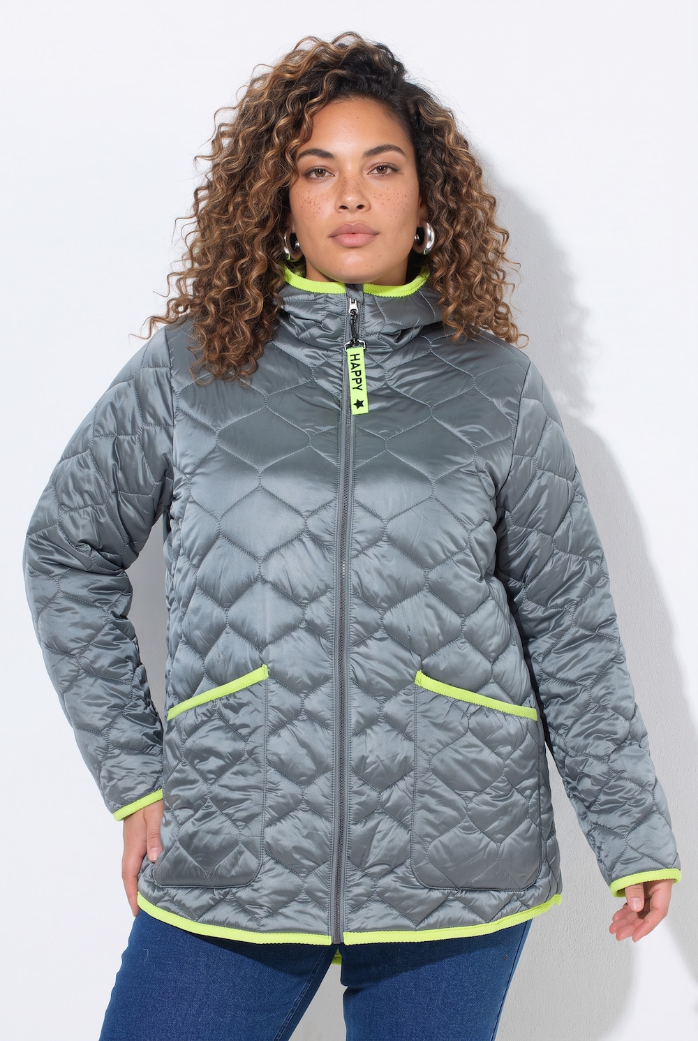 Steppjacke, Cord-Einfassungen, Kapuze