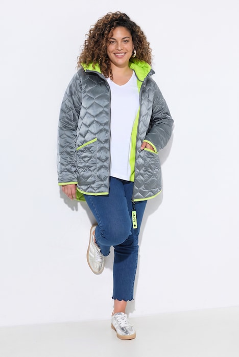 Veste matelassée, bordures en velours côtelé, capuche