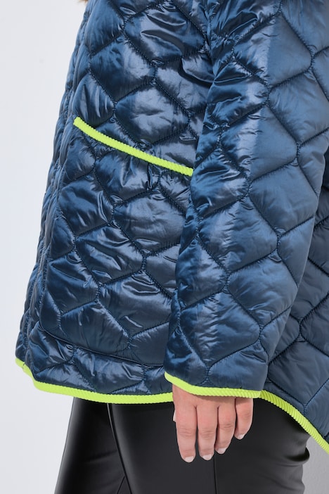Veste matelassée, bordures en velours côtelé, capuche