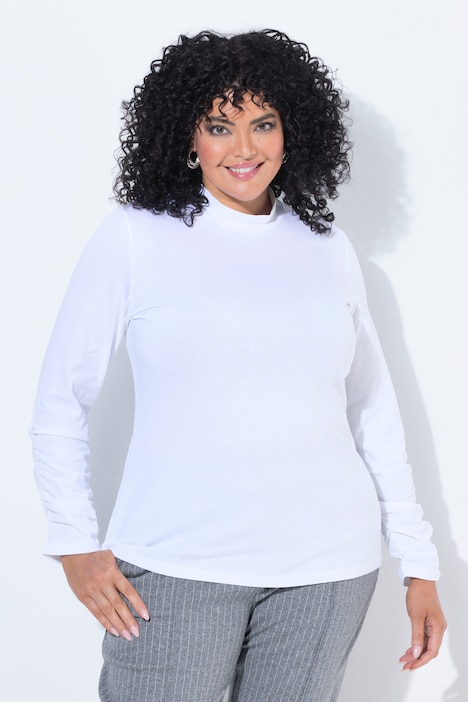 Shirt, Slim, Rollkragen, geraffter Langarm