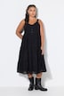Midi-Trägerkleid, A-Linie, Lochstickerei, Volants