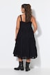 Midi-Trägerkleid, A-Linie, Lochstickerei, Volants