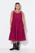 Midi-Trägerkleid, A-Linie, Lochstickerei, Volants