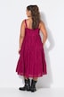 Midi-Trägerkleid, A-Linie, Lochstickerei, Volants