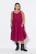 Midi-Trägerkleid, A-Linie, Lochstickerei, Volants