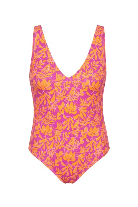 Plavky, neonové květy, měkké košíčky, výstřih do V