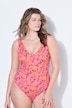 Zwempak, neon bloemen, softcups, rug met V-uitsnede