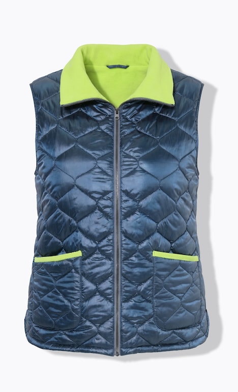 Steppweste, Cord-Einfassungen, Hemdkragen, Zipper