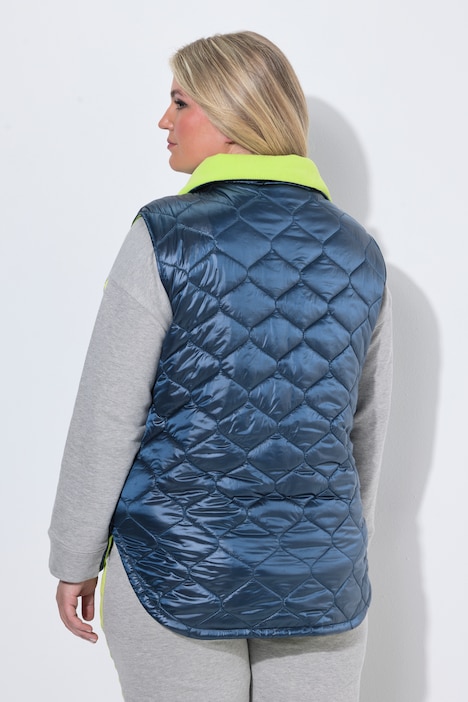 Steppweste, Cord-Einfassungen, Hemdkragen, Zipper