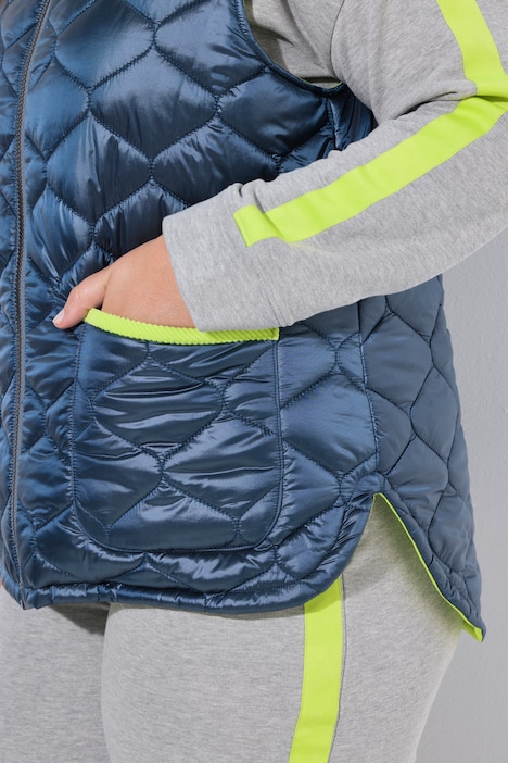 Steppweste, Cord-Einfassungen, Hemdkragen, Zipper