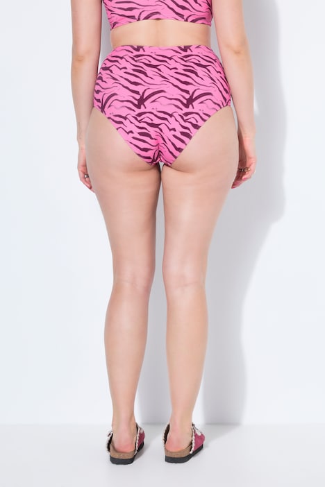 Bas de bikini, imprimé zèbre, taille haute, gainant