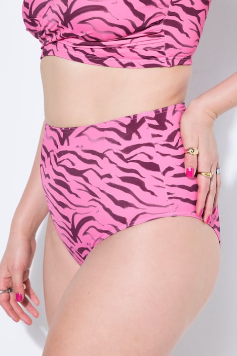 Bas de bikini, imprimé zèbre, taille haute, gainant