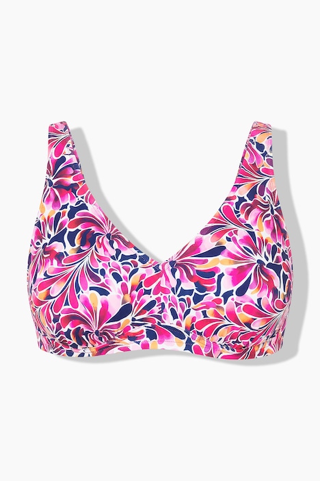 Bikini-Top, Softcups, Flowers. V-Ausschnitt