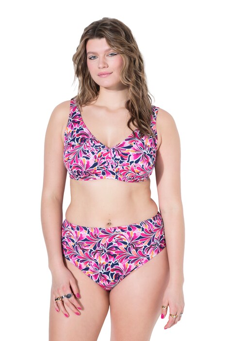 Horní díl bikin, měkké košíčky, květinový vzor V výstřih