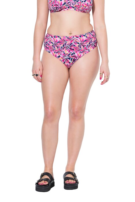 Spodní díl bikin, kalhotky, květinový vzor, vysoký pas, tvarování