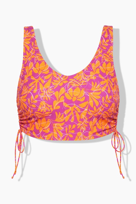 Bikini-Top, Softcups, Neon Flowers, seitliche Raffung