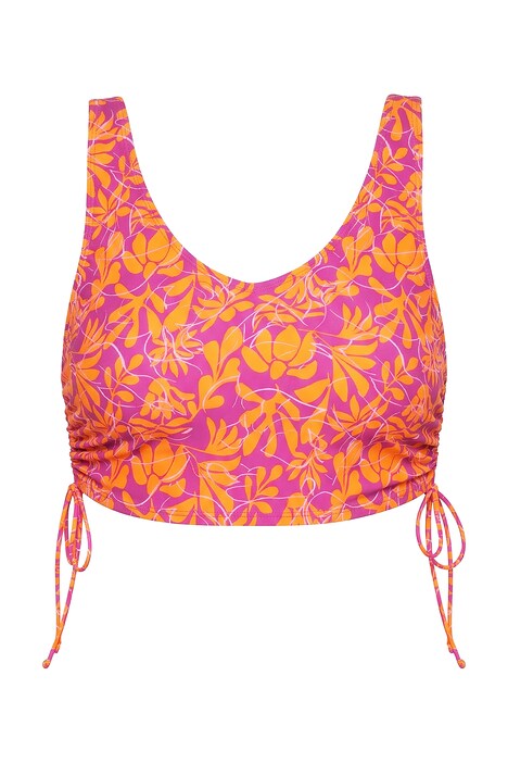 Horní díl bikin, měkké košíčky, neonové květy, boční řasení