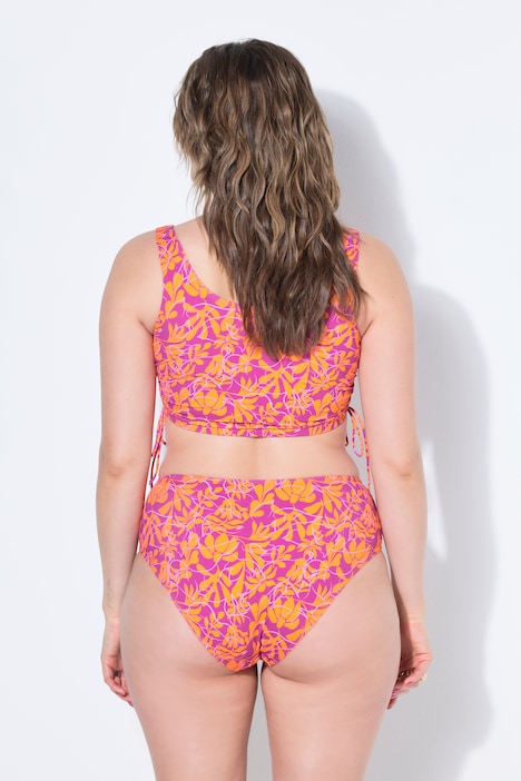 Bikini-Top, Softcups, Neon Flowers, seitliche Raffung