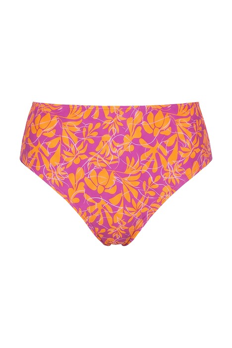 Spodní díl bikin, neonové květiny, vysoký pas, tvarující