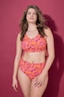 Bikini Slip, Panty, Neon Flowers, High Waist, Shaping