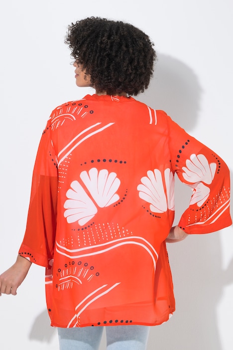 Kimono, estampado allover, chaqueta abierta, manga 3/4