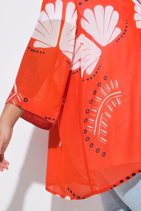 Kimono, estampado allover, chaqueta abierta, manga 3/4