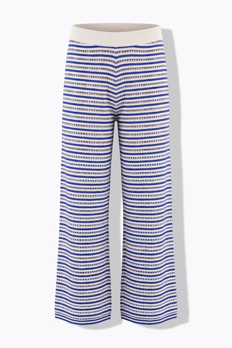 Hose, Wide Legs, Ringel und Struktur, Elastikbund