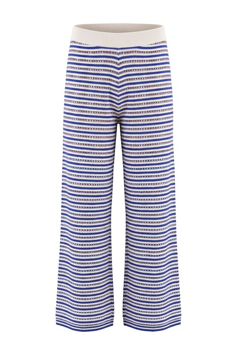 Kalhoty, široké nohavice, proužky a struktura, elastický pas