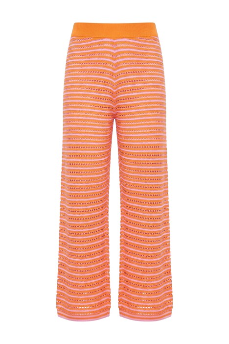 Kalhoty, široké nohavice, proužky a struktura, elastický pas