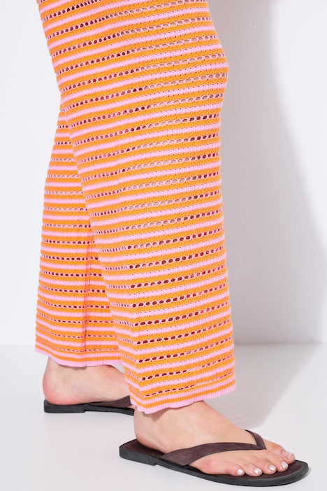 Hose, Wide Legs, Ringel und Struktur, Elastikbund