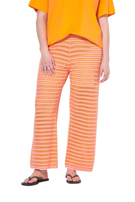 Kalhoty, široké nohavice, proužky a struktura, elastický pas